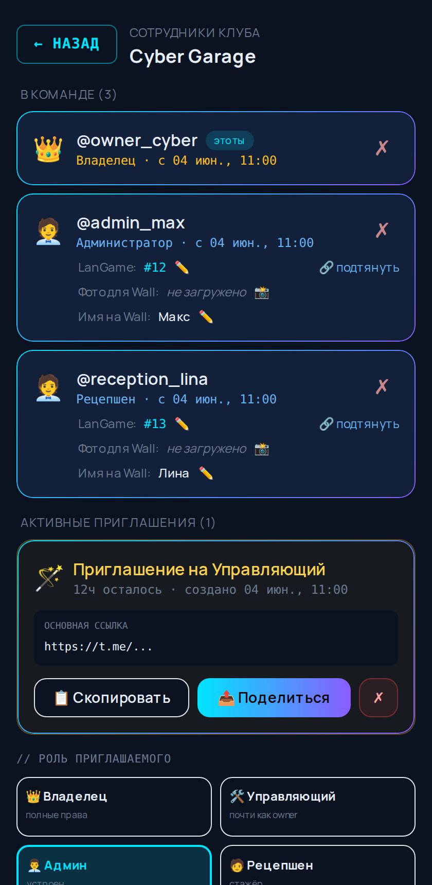 Несколько владельцев и Manager-роль